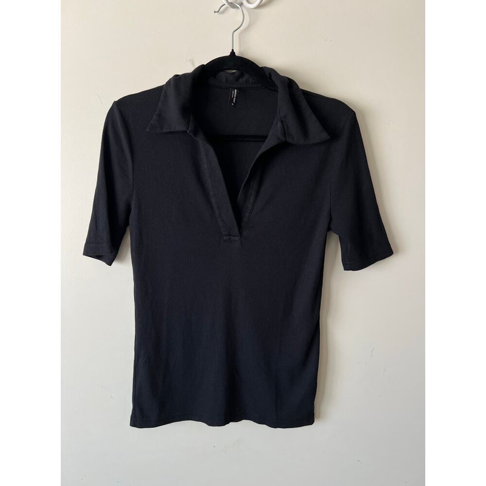 American Giant Women's Luxe Rib Popover Polo Shirt - Picture 3 of 9